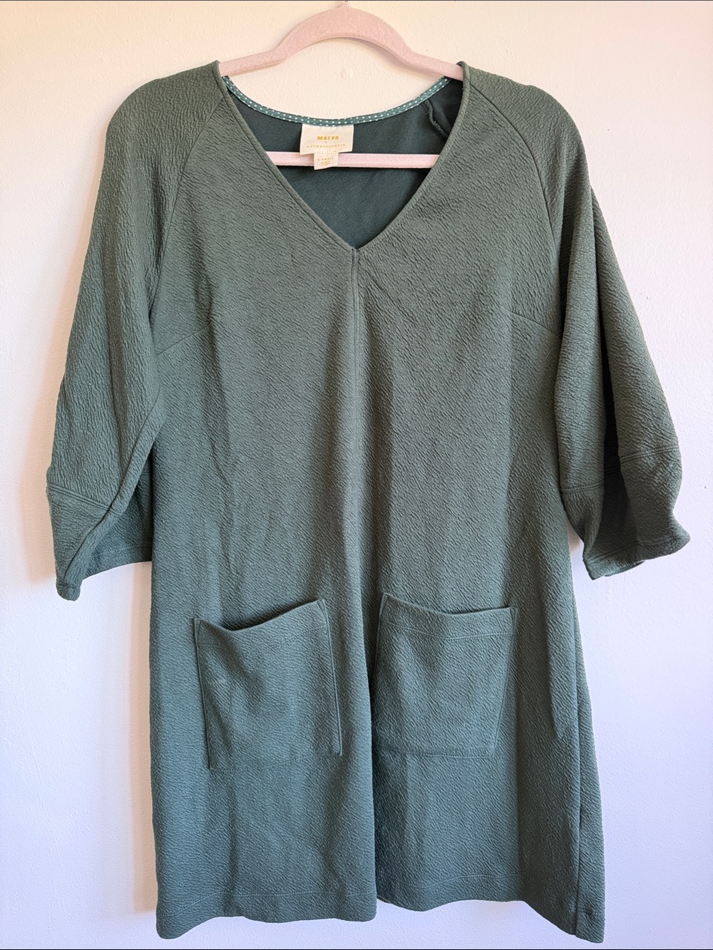 Anthropologie Forest Green V-Neck Pocket Sweater